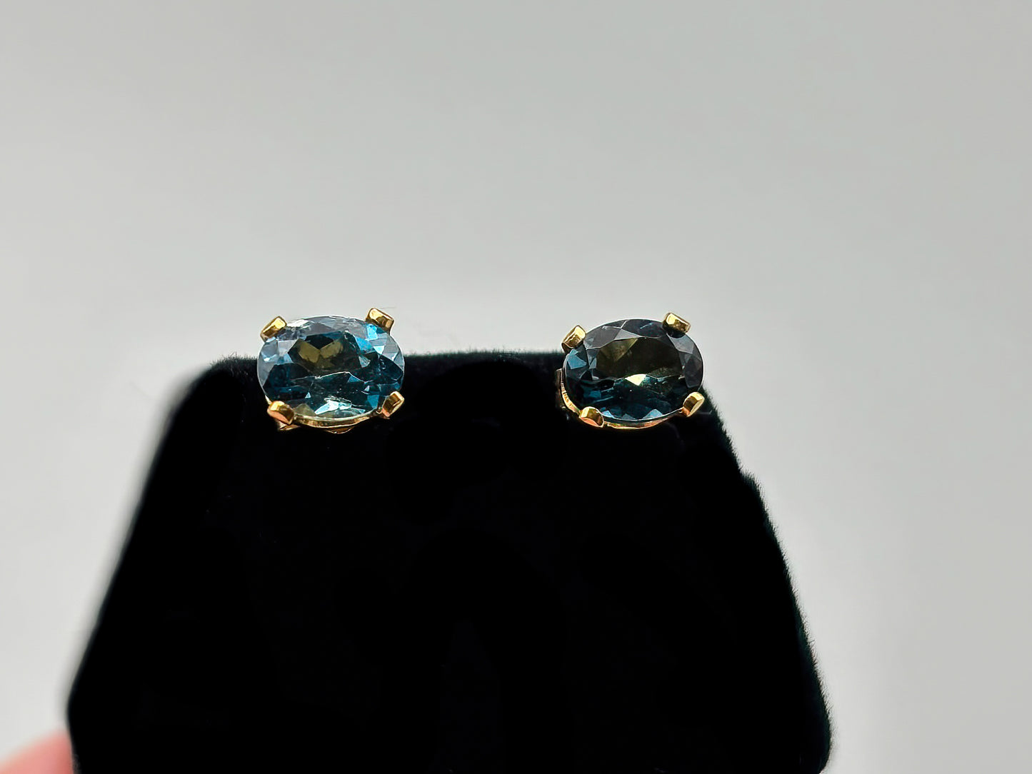 Oval London Blue Topaz set in 14K gold fill posts