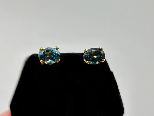 Oval London Blue Topaz set in 14K gold fill posts