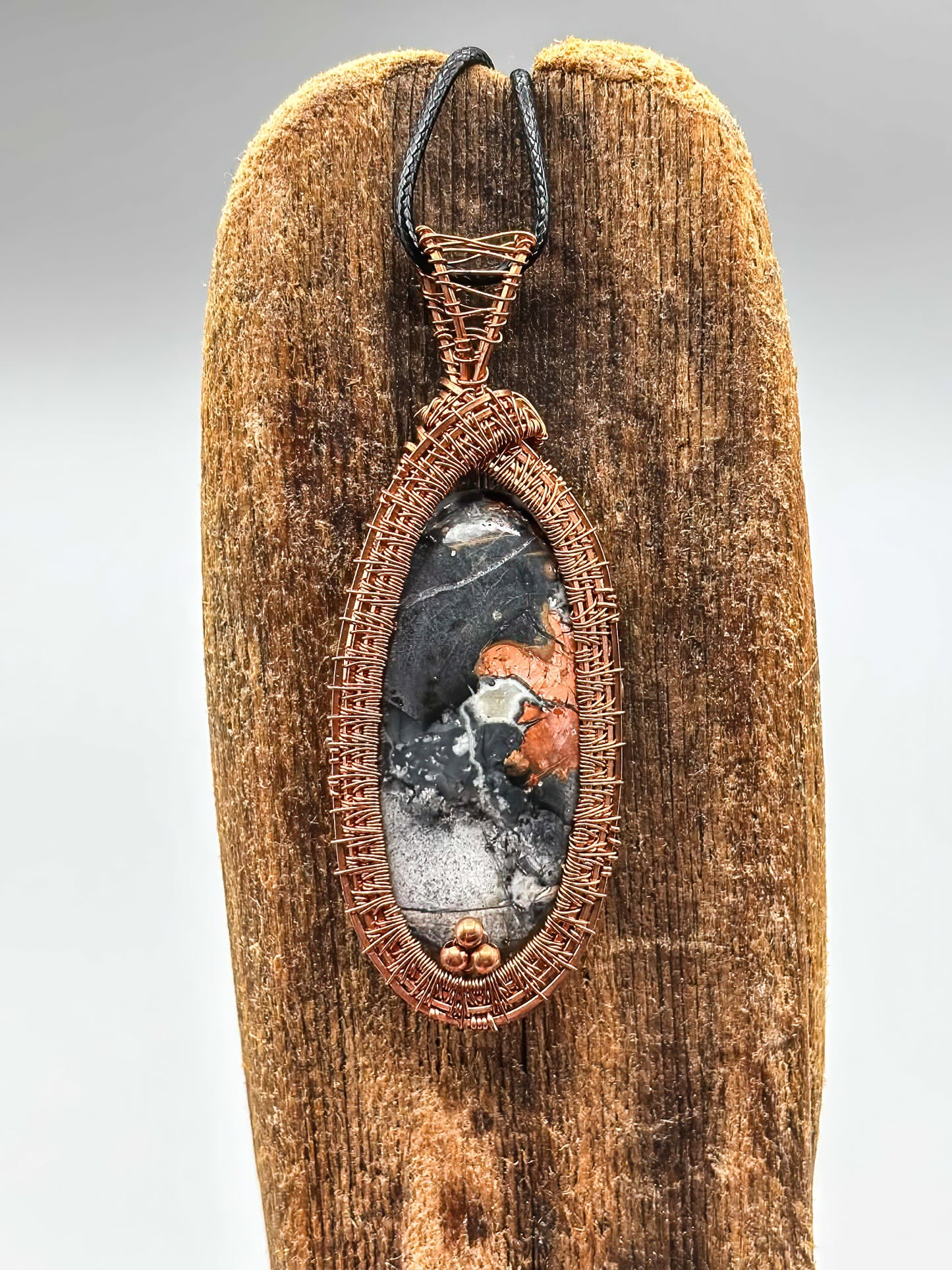 Large Magliano Jasper in Intricate Copper Wire Wrap