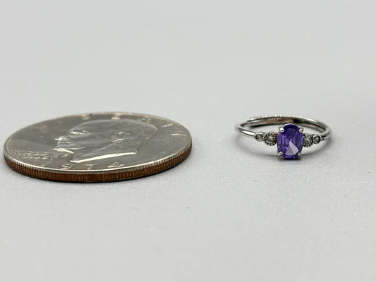 Purple Oval Cubic Zirconia set in an adjustable sterling silver band