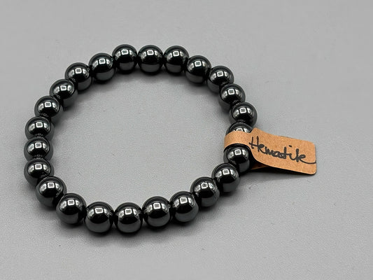 7 inch Hematite beaded bracelet