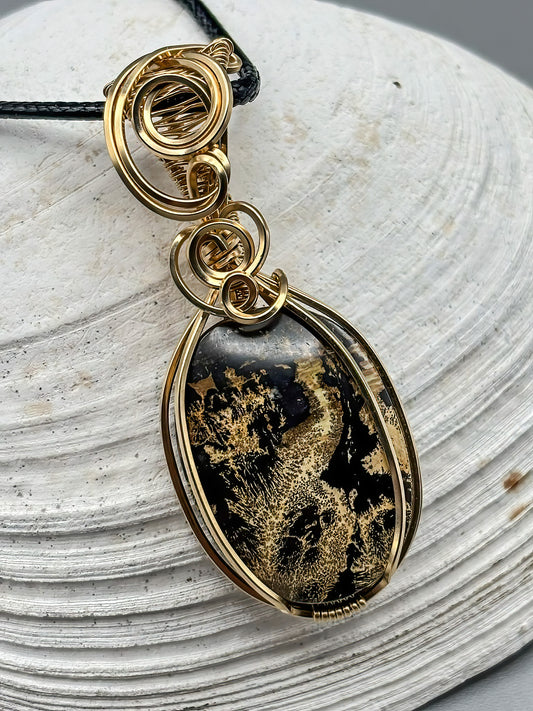 Outback Picture Jasper Pendant in 14K Gold Filled Wire