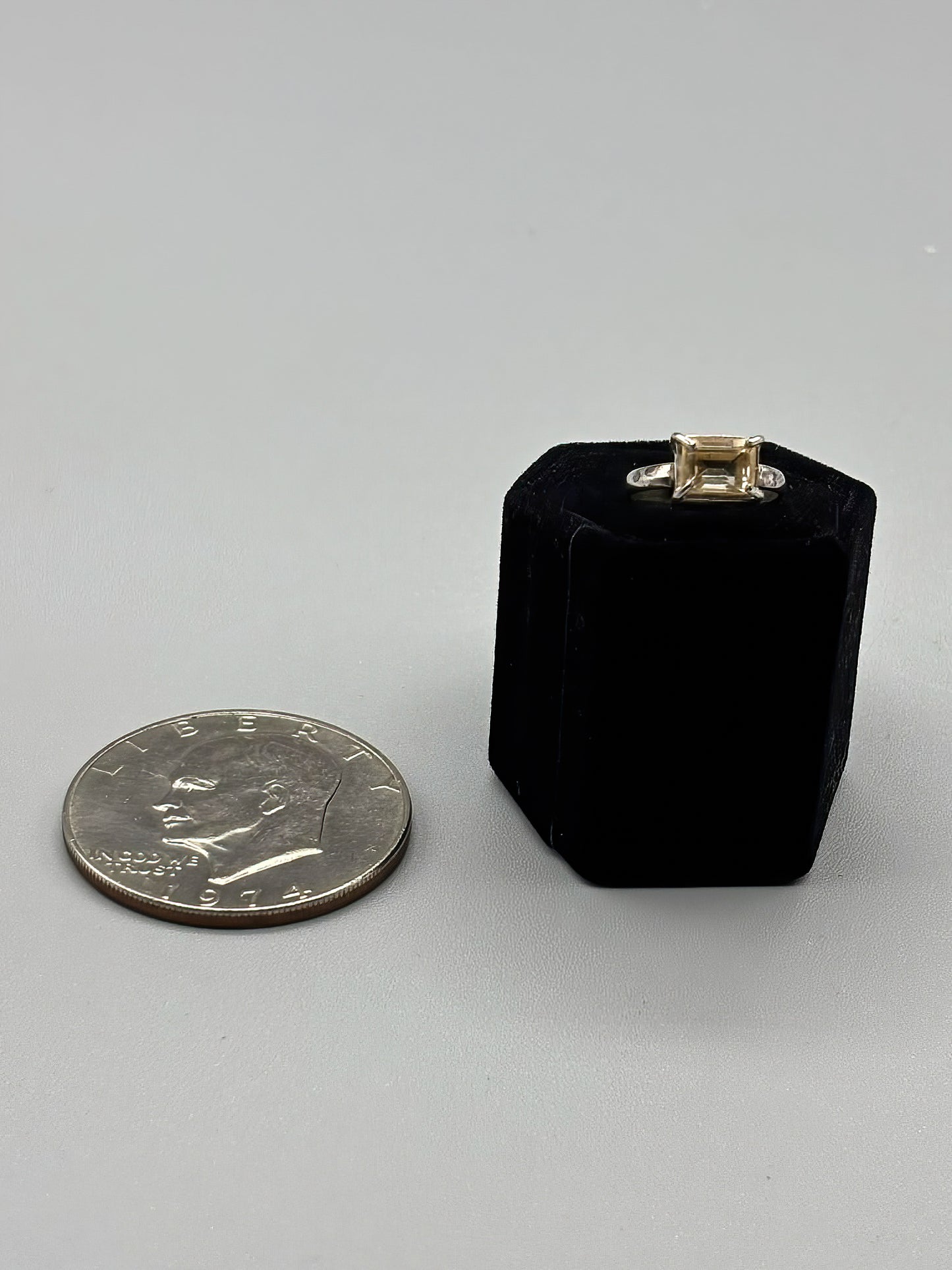 Faceted Yellow Labradorite in Sterling Silver, Size 4