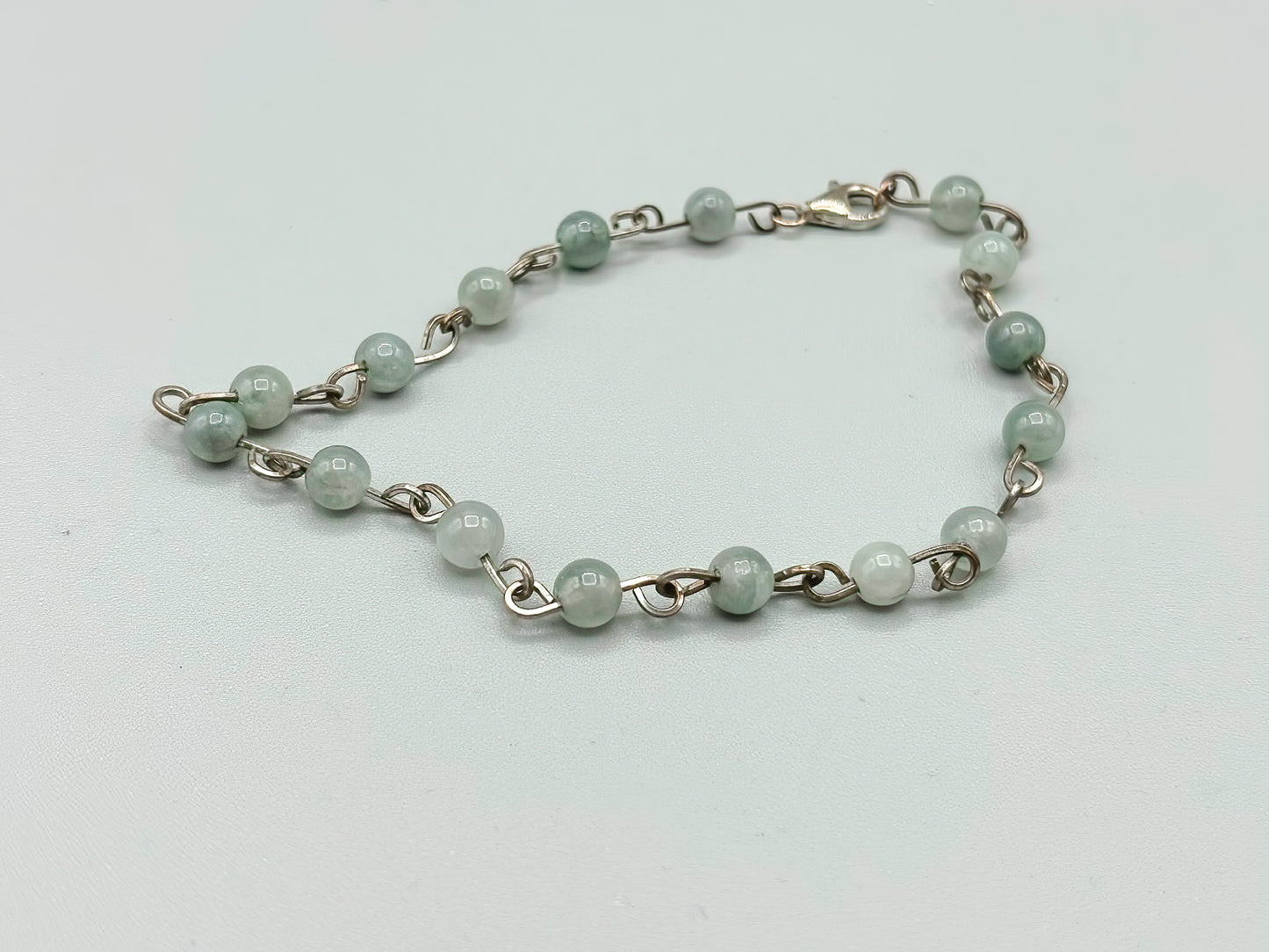 Labradorite and Sterling Silver Ankle Bracelet, approx 8 inches
