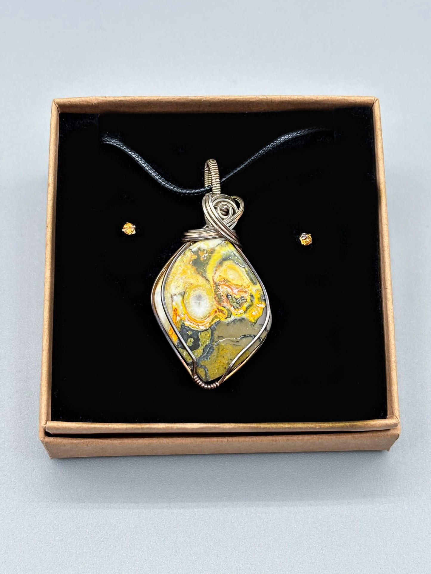 Bumblebee Jasper matched with Faygo Orange Spessartine Garnet Earrings All in Sterling Silver