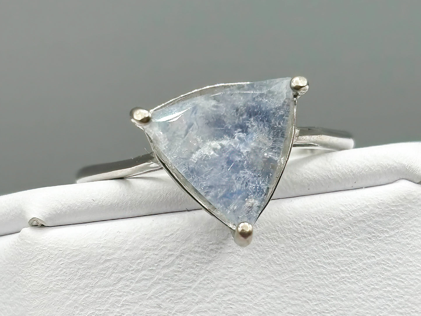 Beautiful Triangle Cut Rare Dumortierite set in an adjustable sterling silver band