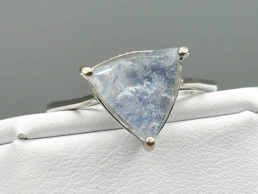 Beautiful Triangle Cut Rare Dumortierite set in an adjustable sterling silver band