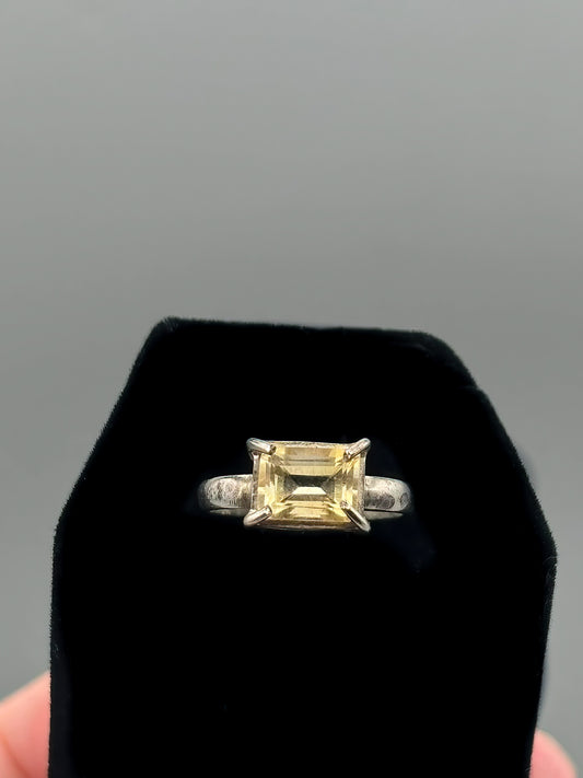 Faceted Yellow Labradorite in Sterling Silver, Size 4