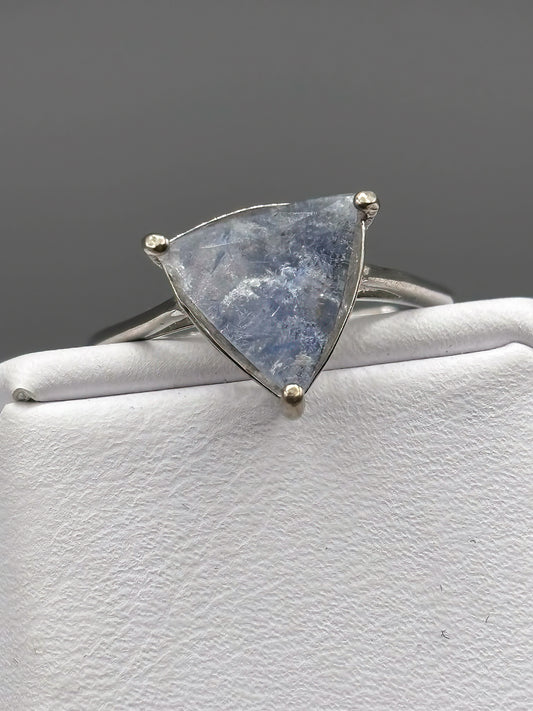 Beautiful Triangle Cut Rare Dumortierite set in an adjustable sterling silver band