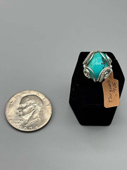Turquoise and Sterling Silver ring Size 6