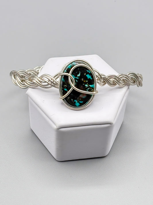 Turquoise and Sterling Silver Bracelet, Approx 6.5 inch
