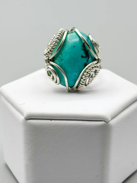 Turquoise and Sterling Silver ring Size 6