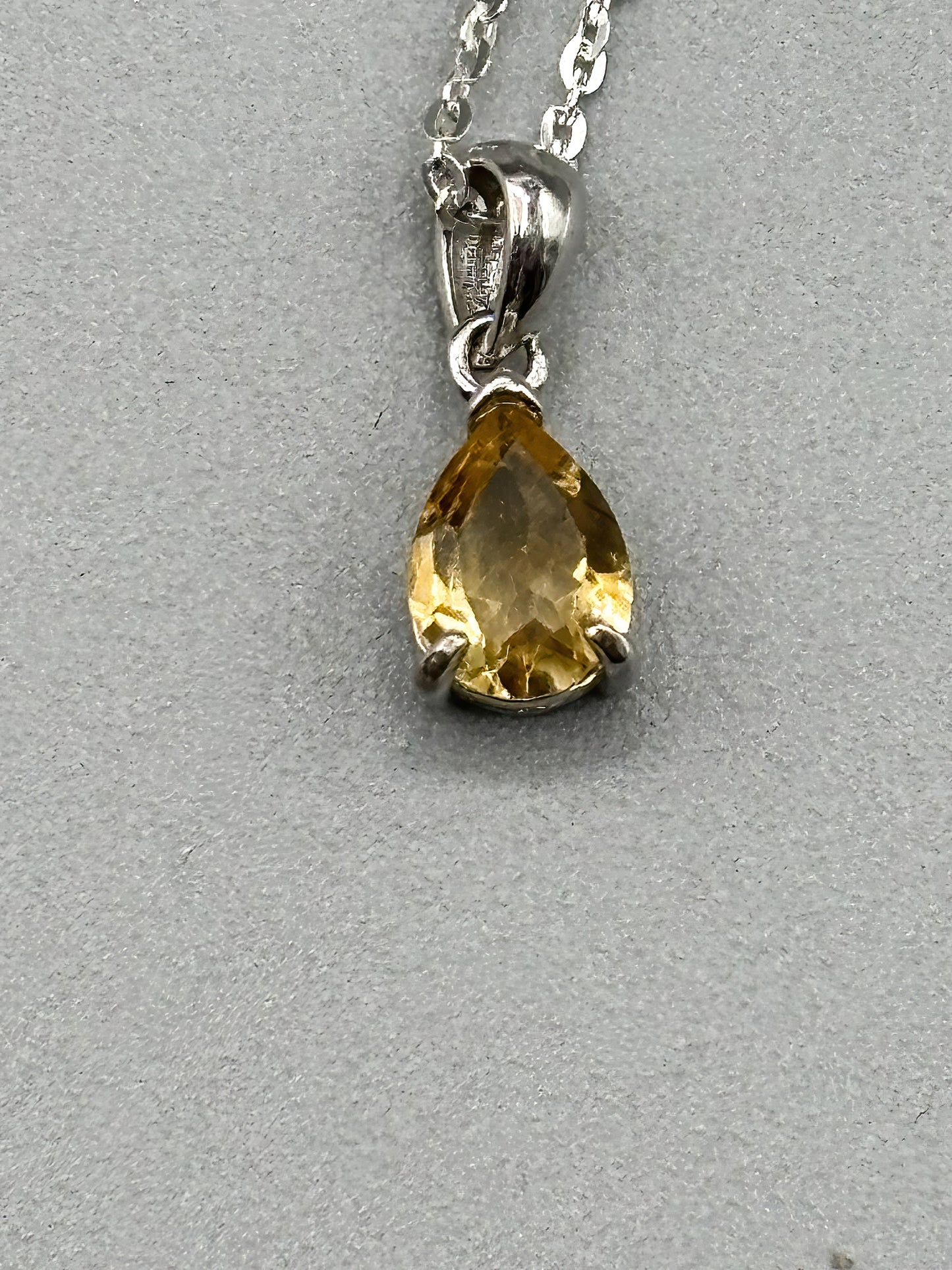 Tear Shaped Citrine Set in Sterling Silver in Adjustable Sterling Chain