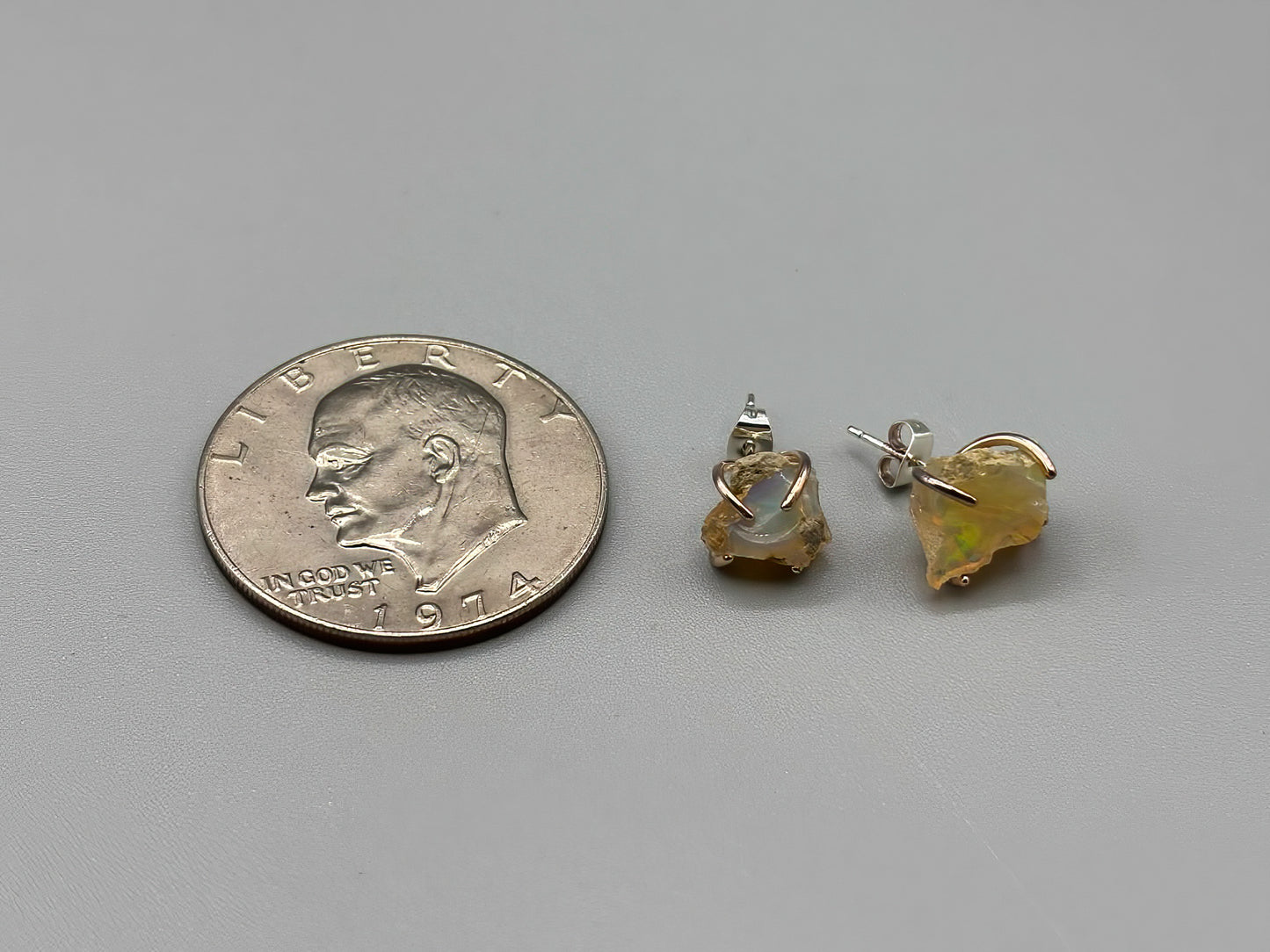 Natural Opal in Matrix set in Sterling Silver posts