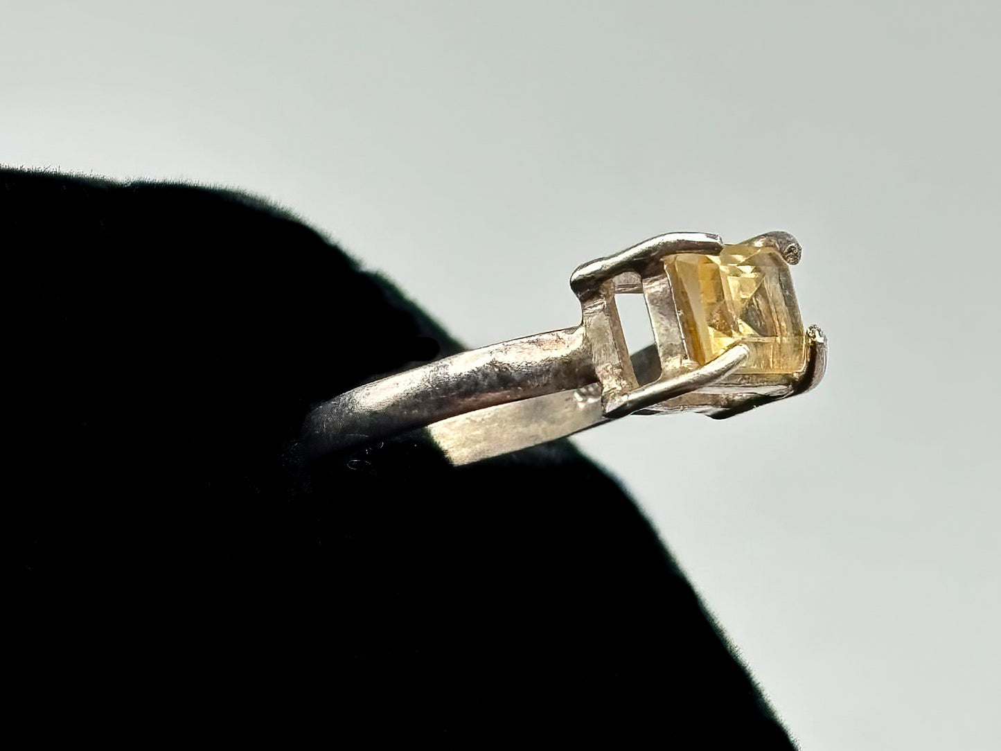 Faceted Yellow Labradorite in Sterling Silver, Size 4